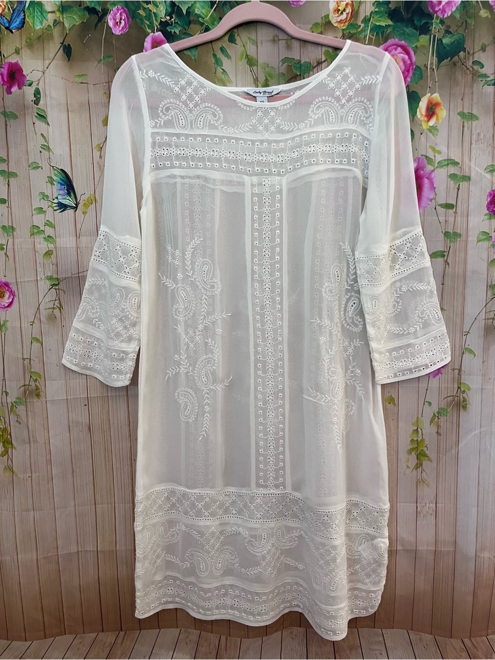 Lucky Brand White Embroidered Tunic Dress - Lightweight Sheer Style